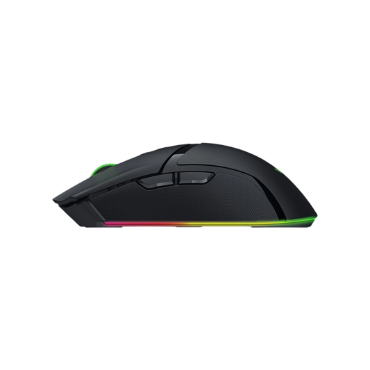 Razer Cobra Pro wireless gaming mouse in black with Chroma RGB, side view