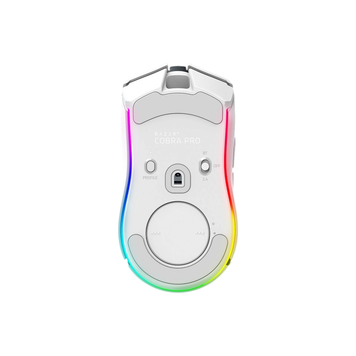 Razer Cobra Pro white, underside with Chroma underglow