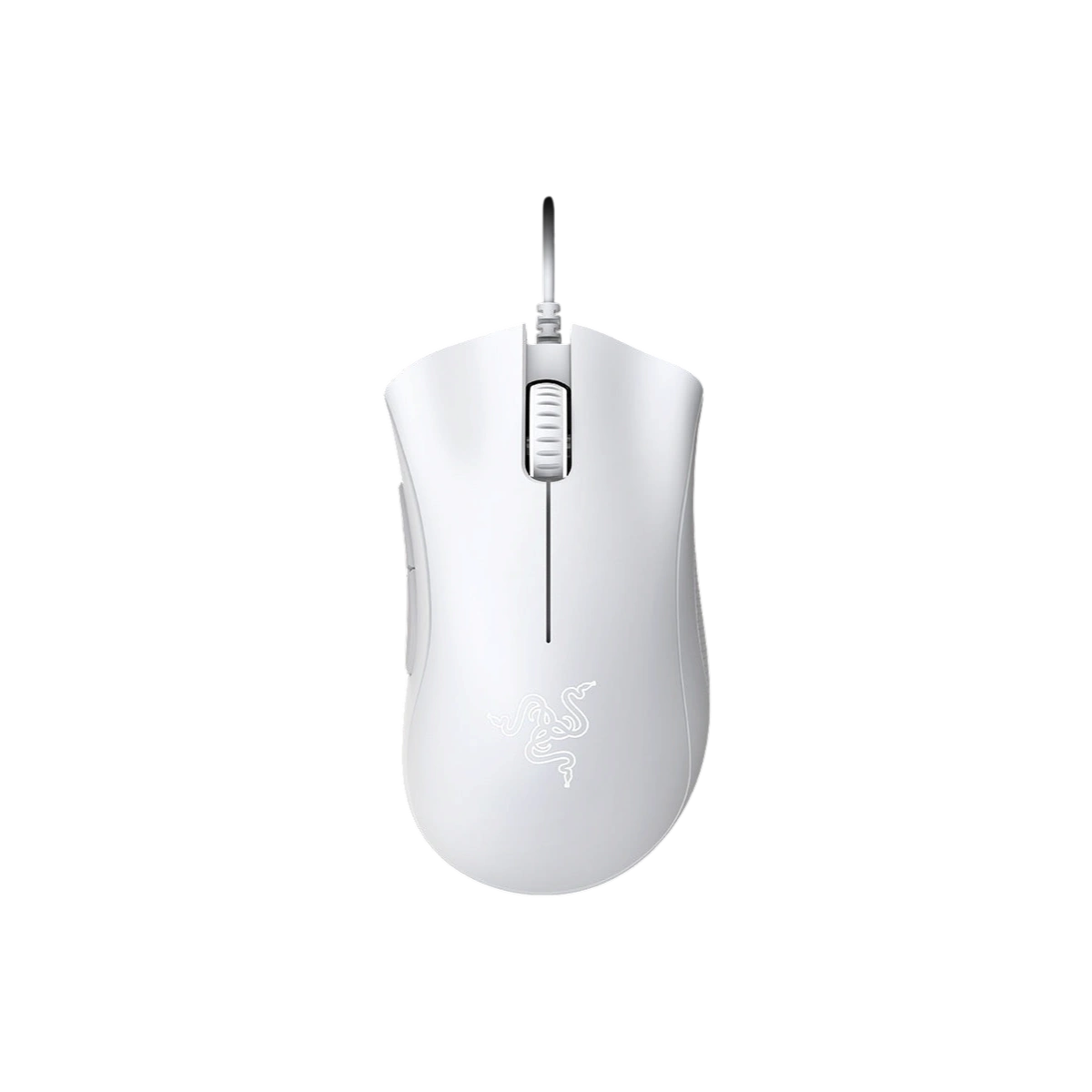 Razer DeathAdder Essential wired gaming mouse in white, top view