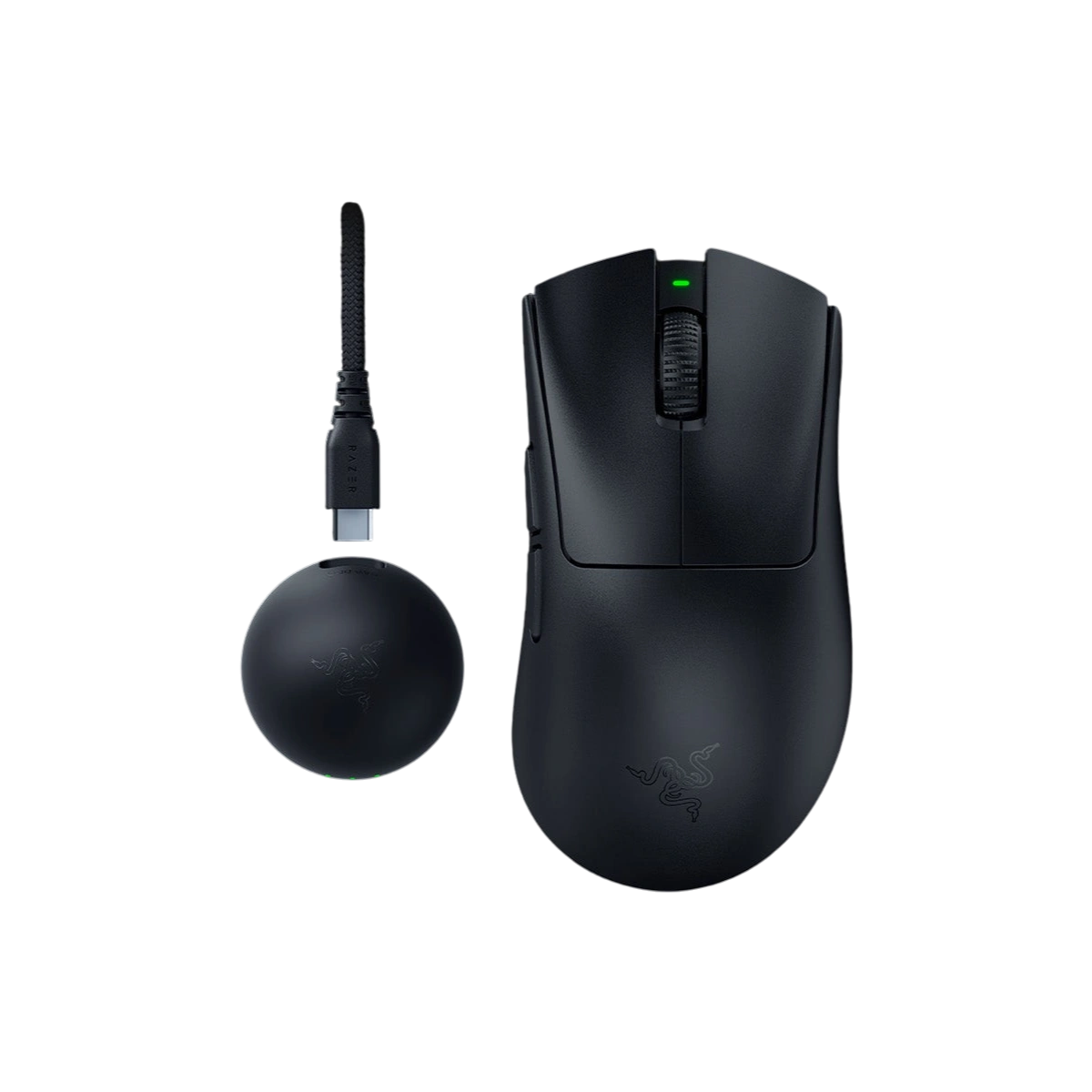 Razer DeathAdder V4 Pro in black with HyperSpeed dongle