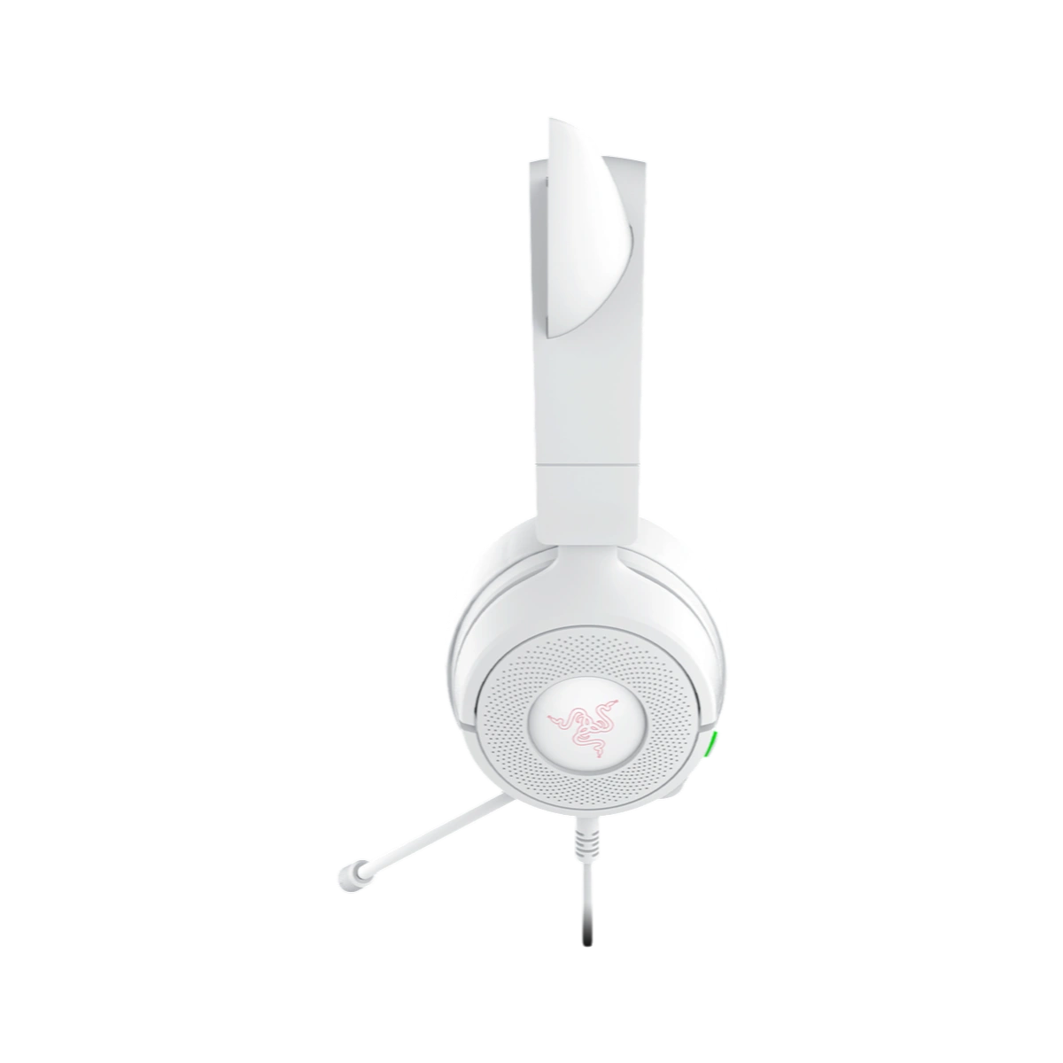 Razer Kraken Kitty V3 X white, side view with microphone