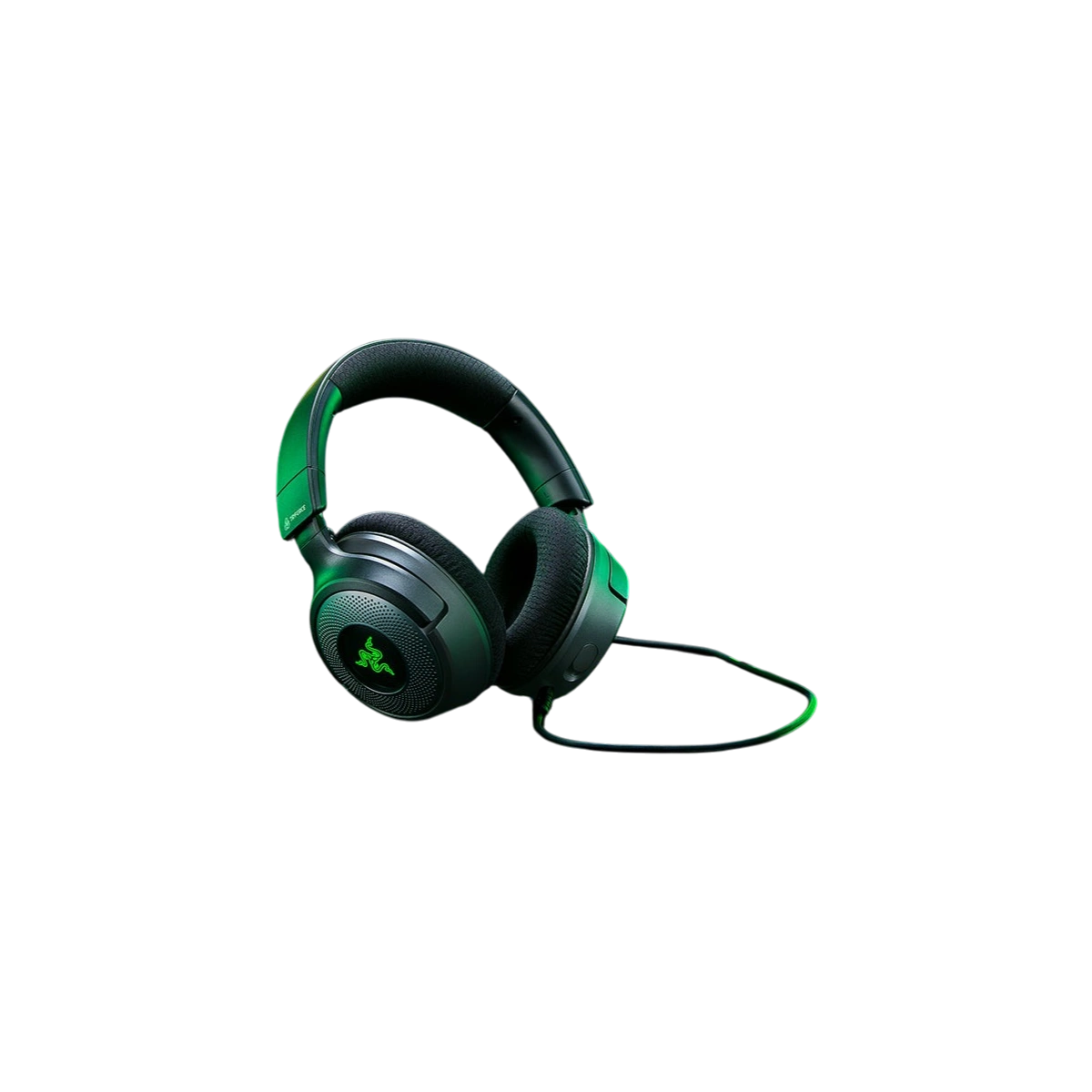 Razer Kraken V4 X wired RGB headset in black with green Chroma lighting