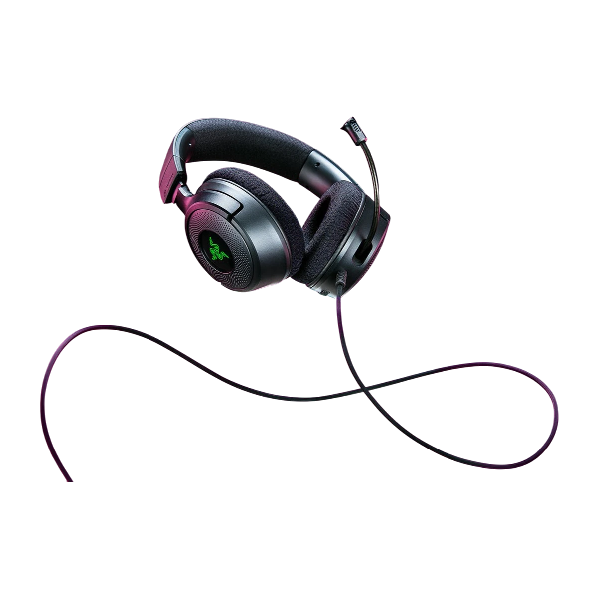 Razer Kraken V4 X black with USB-C cable, side view