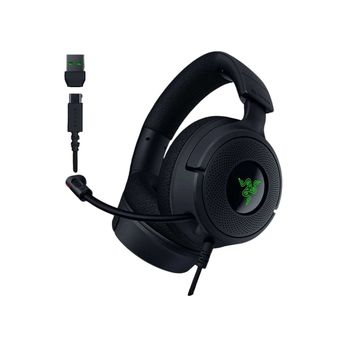 Razer Kraken V4 X black, ear cup and retractable mic