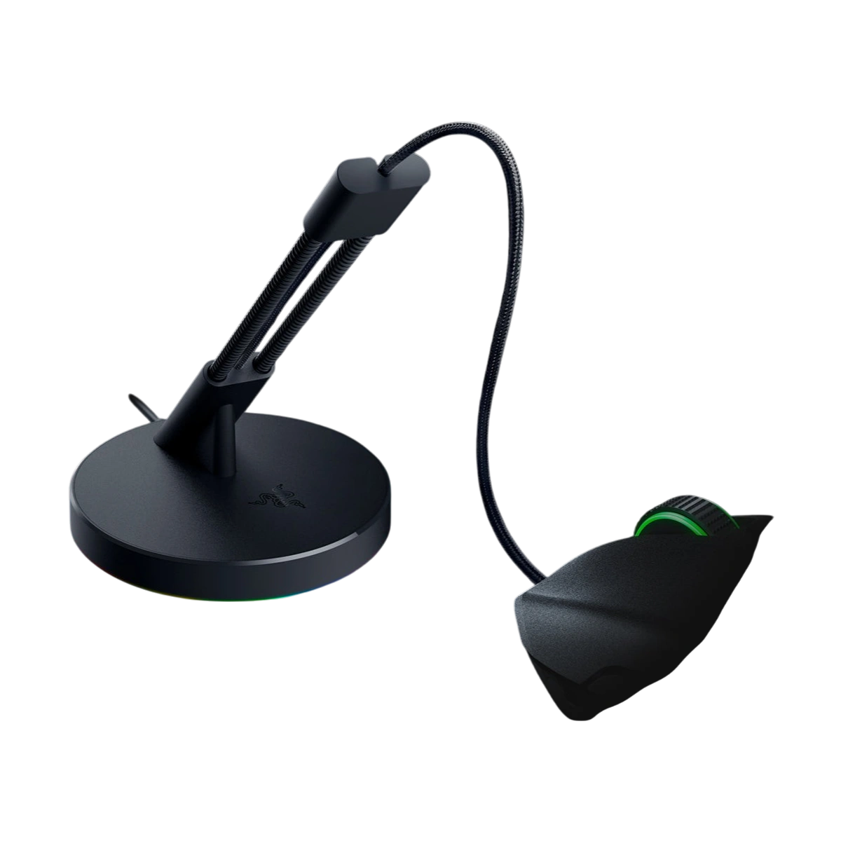 Razer Mouse Bungee V3 Chroma holding a mouse cable