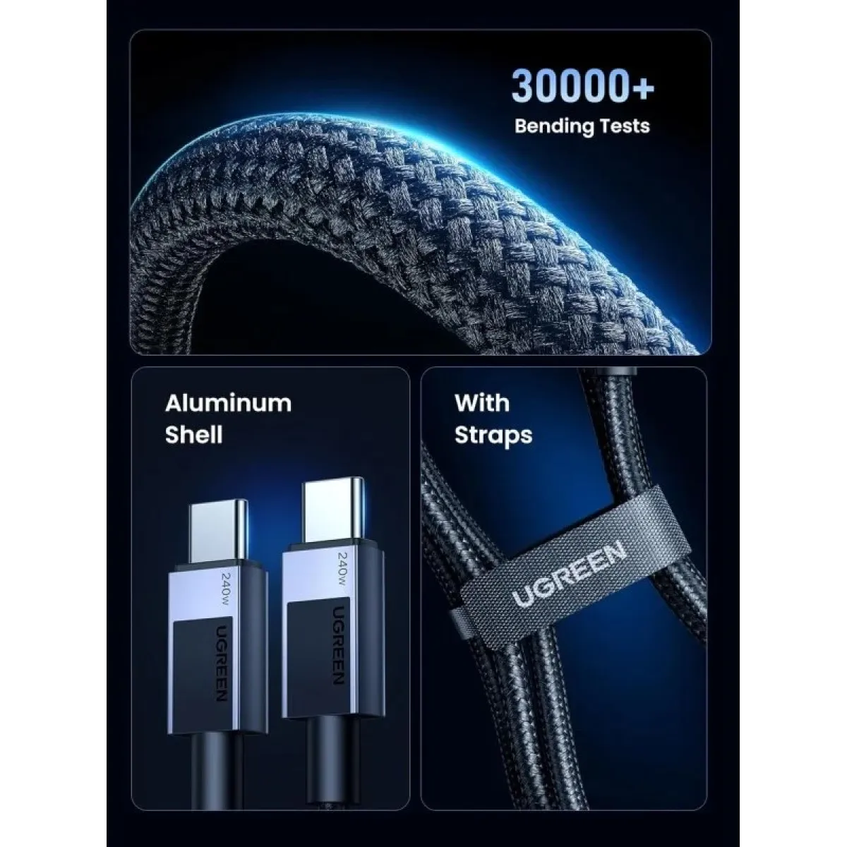 UGreen USB-C to USB-C 100w Braided Charger Cable - 1m