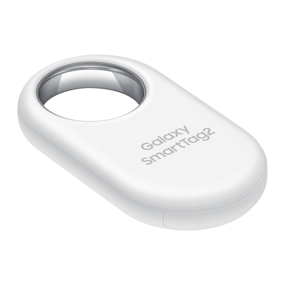 Samsung Galaxy SmartTag2 in White, angled view