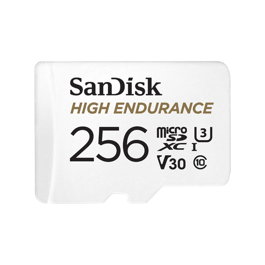 SanDisk High Endurance 256GB microSD card, front