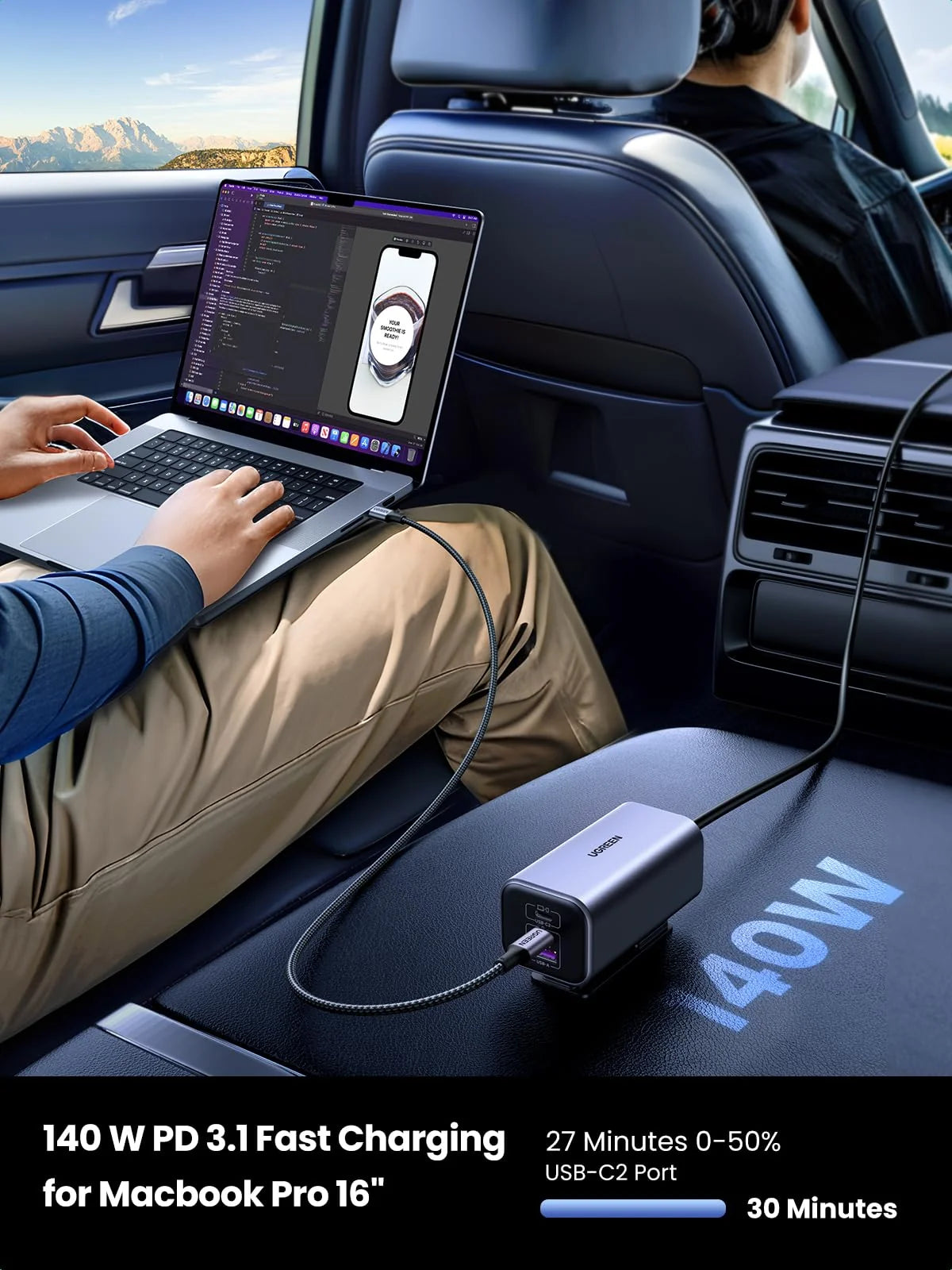 UGreen 35571 150W 4-Port GaN Fast Car Charger