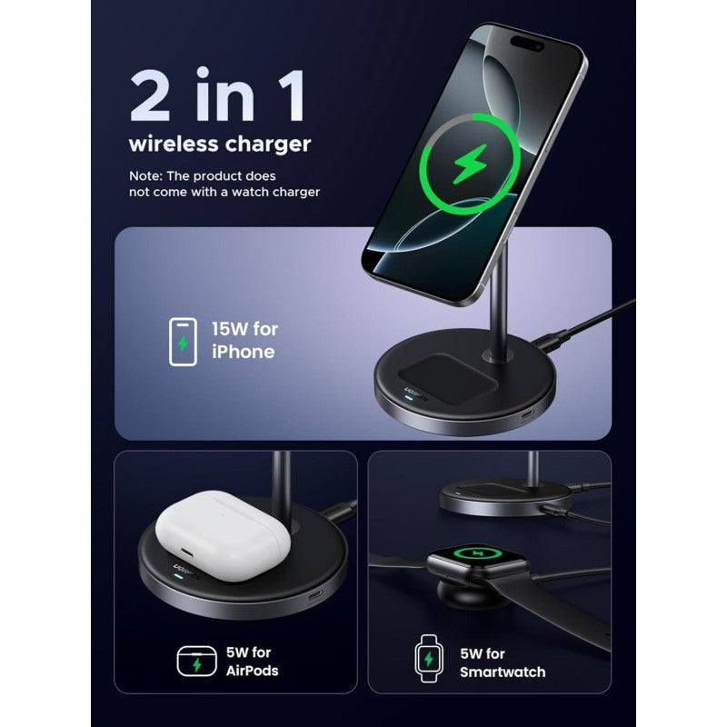 UGreen 2-in-1 Magnetic Wireless Charger 15W