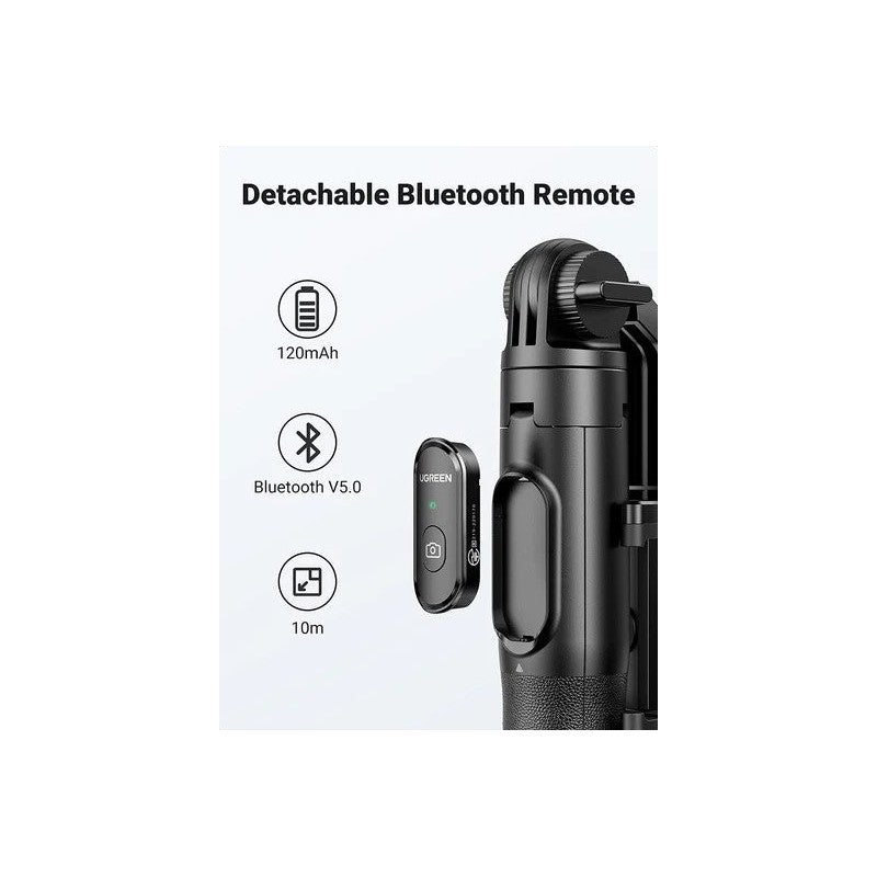 UGreen LP586 Selfie Stick Tripod with Bluetooth Remote - 1.57m