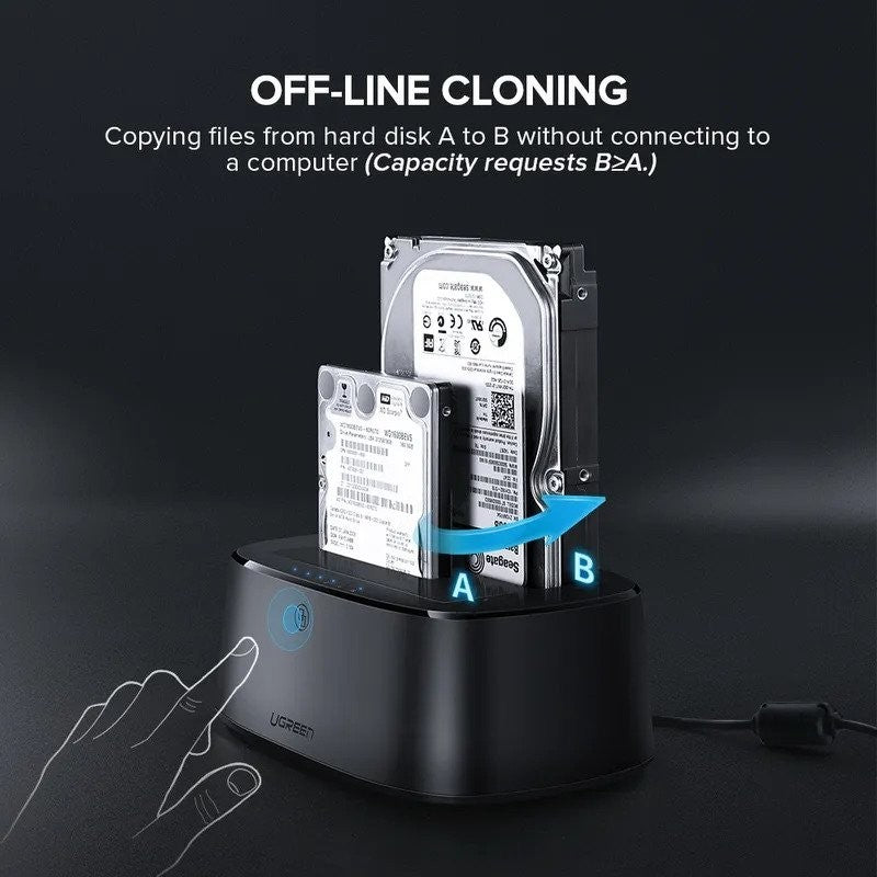 UGreen 50857 CM198 USB 3.0 Dual-Bay SATA HDD/SSD Docking Station & Cloner